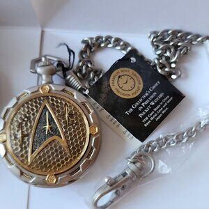 Vintage 2000 - Star Trek USS Enterprise Pocket Watch w/22k Details. New w/o box